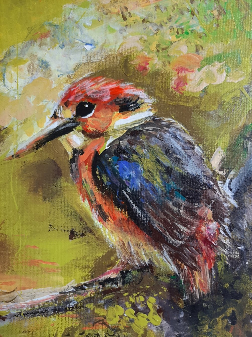 Little Bird Acrylic Painting On Canvas