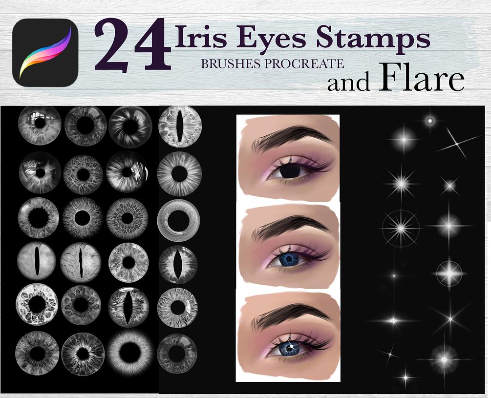 Iris Eyes Brushes Procreate, Iris Stamps for Procreate, Eyes Stamps