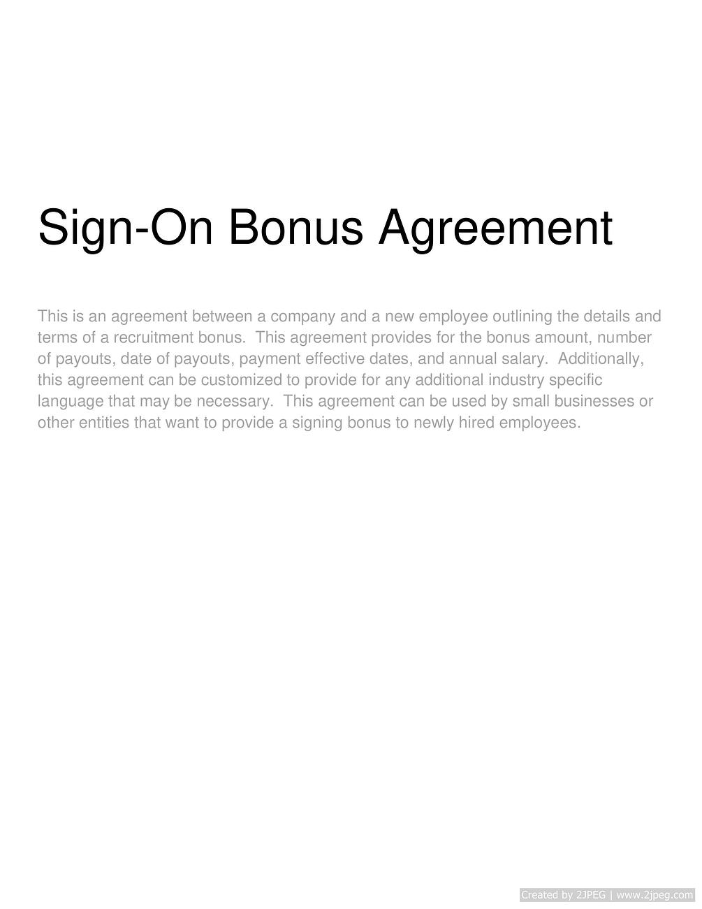 SignOn Bonus Agreement