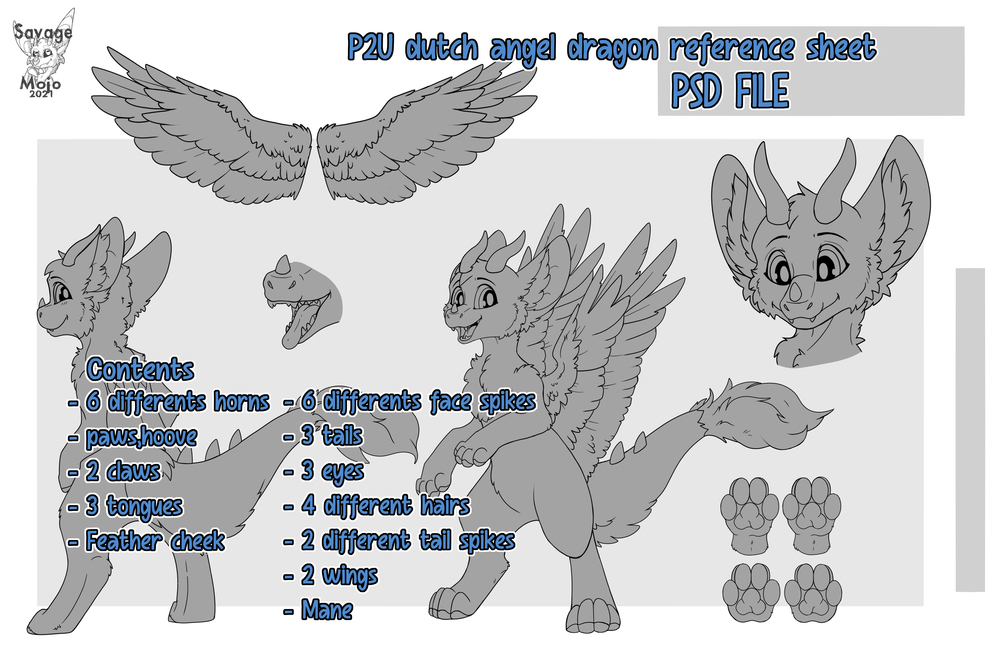 Dutch angel dragon reference sheet base