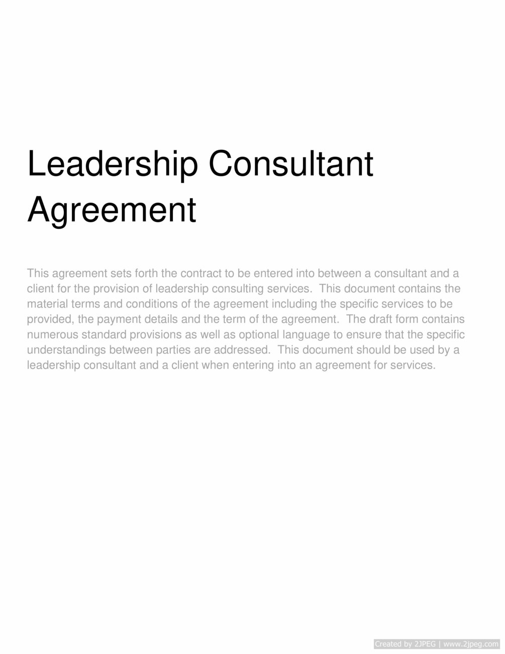 Leadership Consultant Agreement