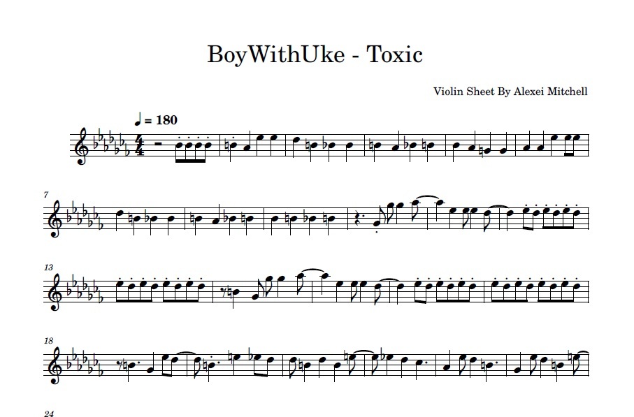 BoyWithUke TOXIC violin sheet