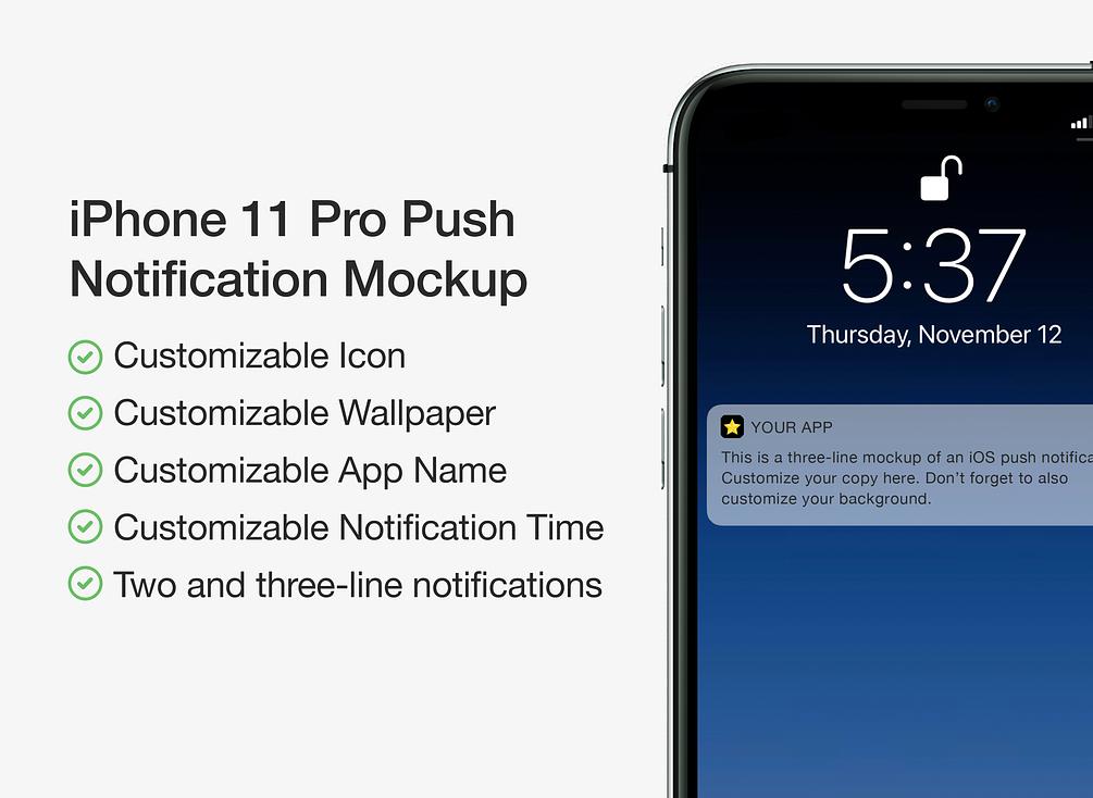 iPhone 11 Pro Push Notification Mockup