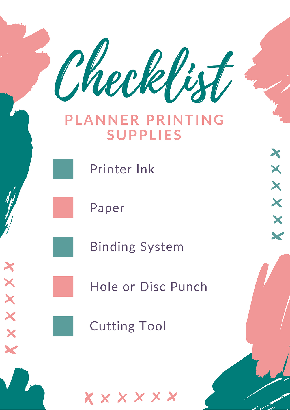 Planner Printing Supplies Checklist