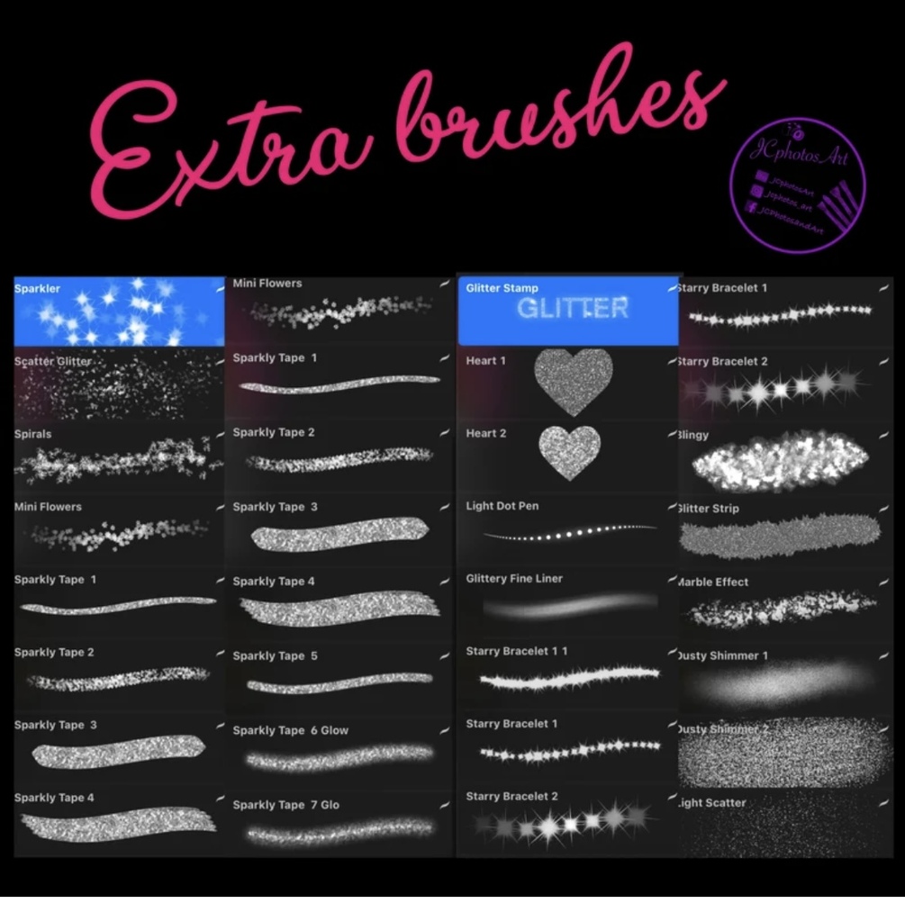 Glitter and shine Procreate brushes gold silver sparkle