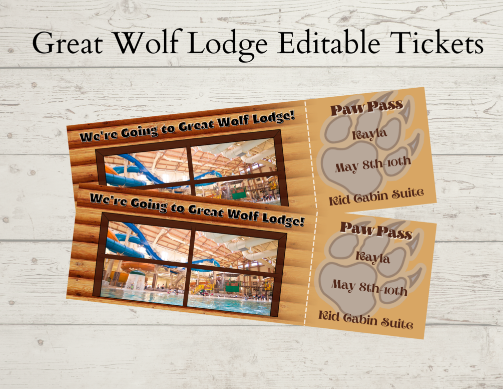 Great Wolf Lodge Surprise Tickets You Edit Canva Template