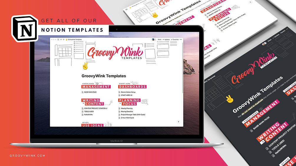 +10 GroovyWink.com Notion Templates