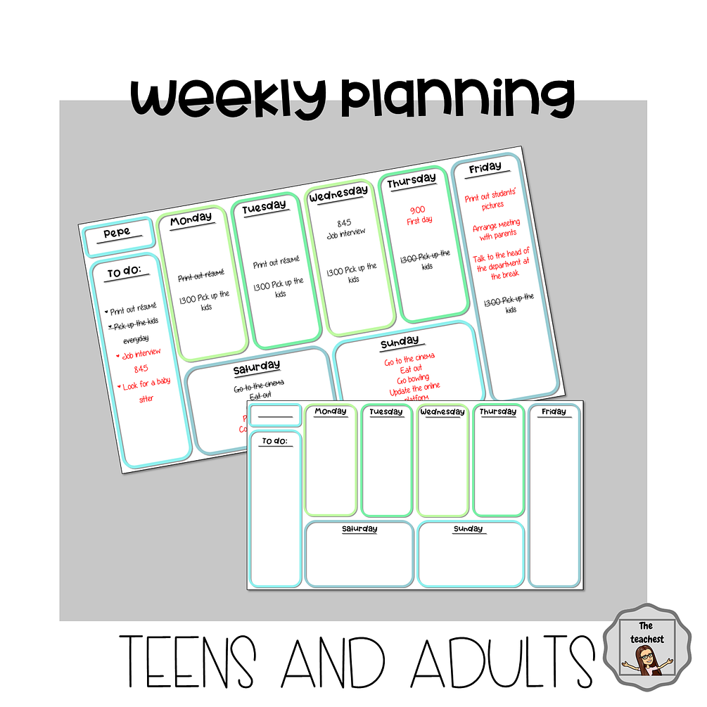 Weekly planning tenses review
