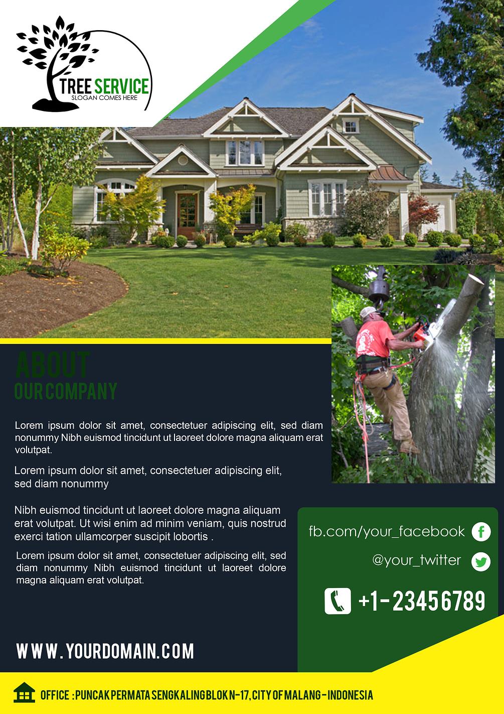 Flyer Volantino Pubblicitario + Biglietto da visita per Giardinieri e