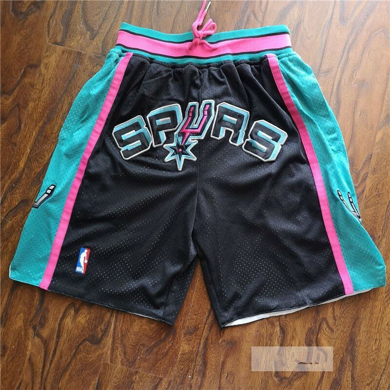 San Antonio Spurs Just Don Black/ Teal/ Pink Shorts