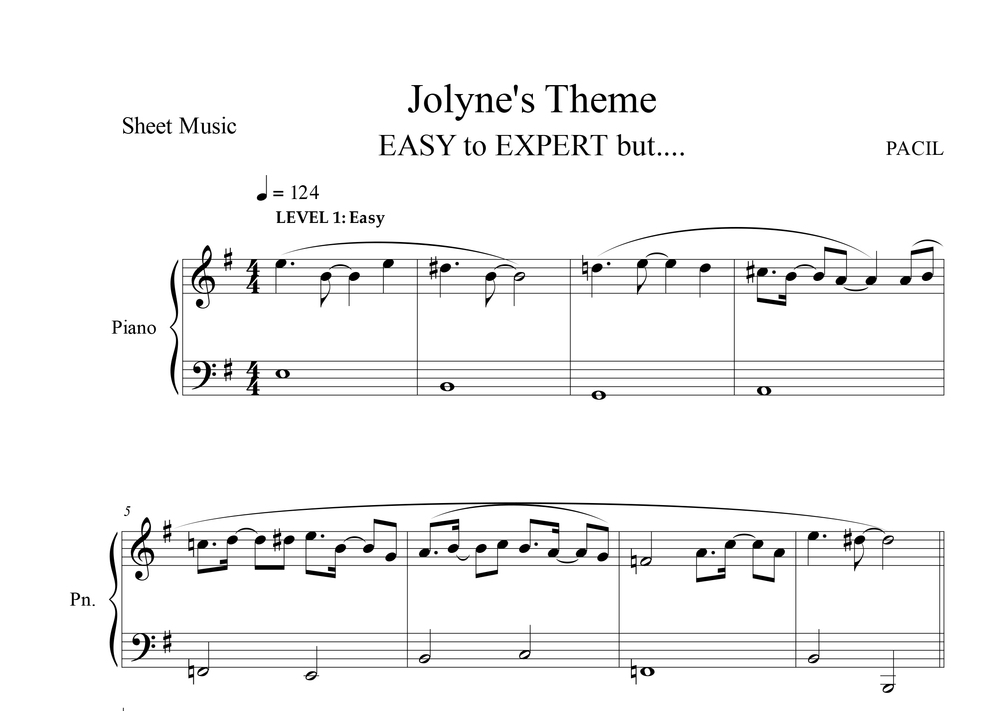 Jolyne's theme EASY to EXPERT (Sheet Music)