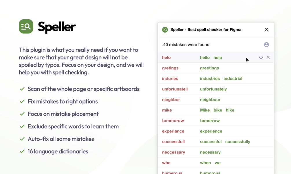 Speller best spell checker for figma