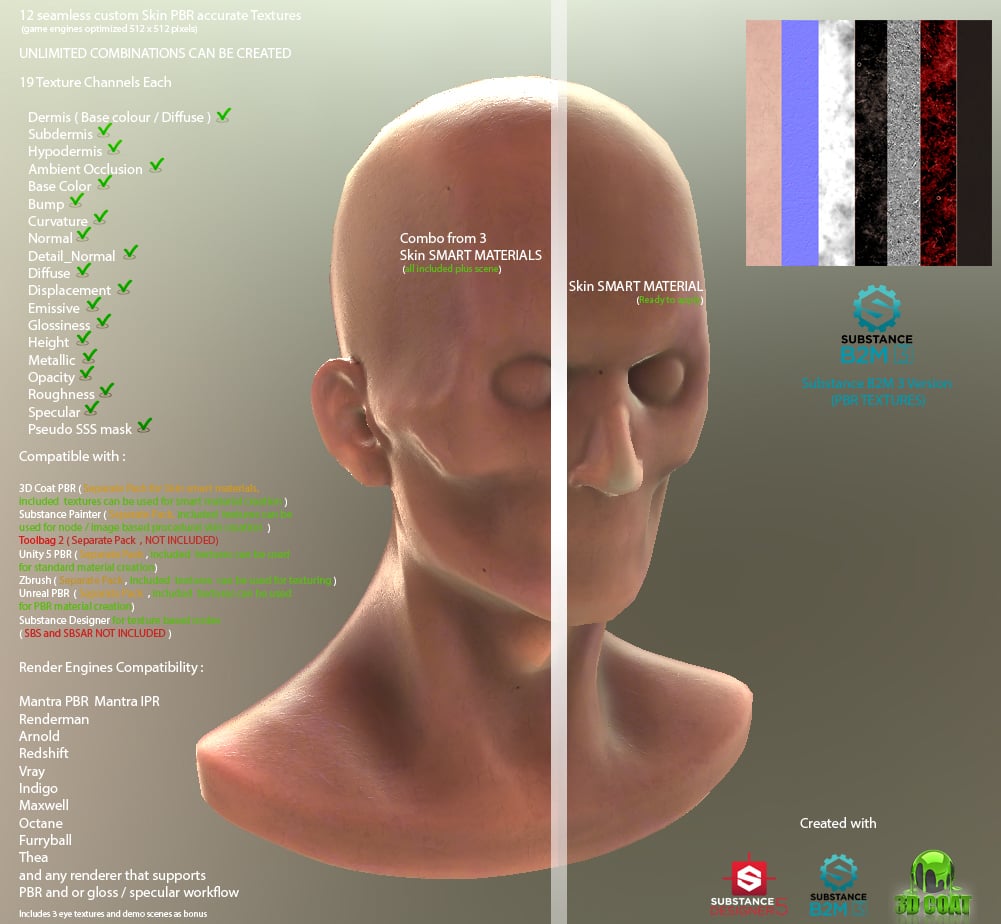 Substance B2M PBR Procedural SkinTextures