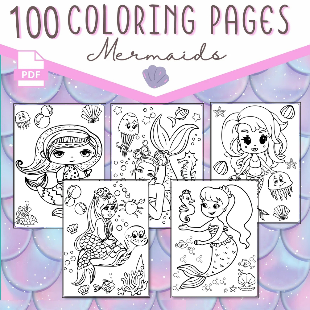 Mermaid Coloring Book Pages - Printable Mermaid Coloring Pages for ...