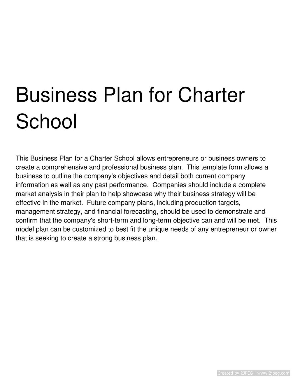 business plan for a charter school