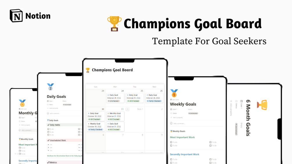 🏆 Champions Goal Board [ Journal ] Notion Template