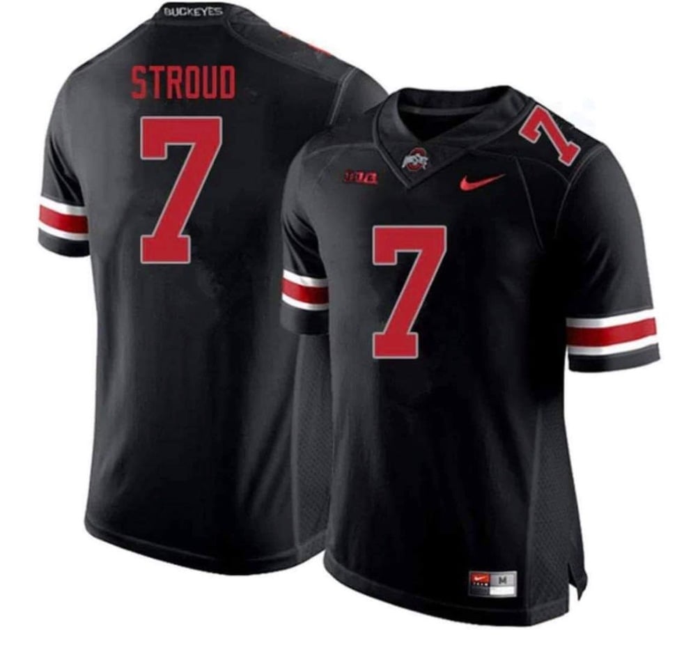 CJ Stroud Ohio State Buckeyes Black Jersey (Red Numbers)