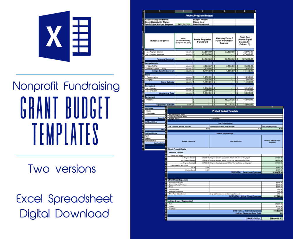 Nonprofit Budget Template For Grant Proposals Grant Budget Templates Nonprofit Grants Two 6916