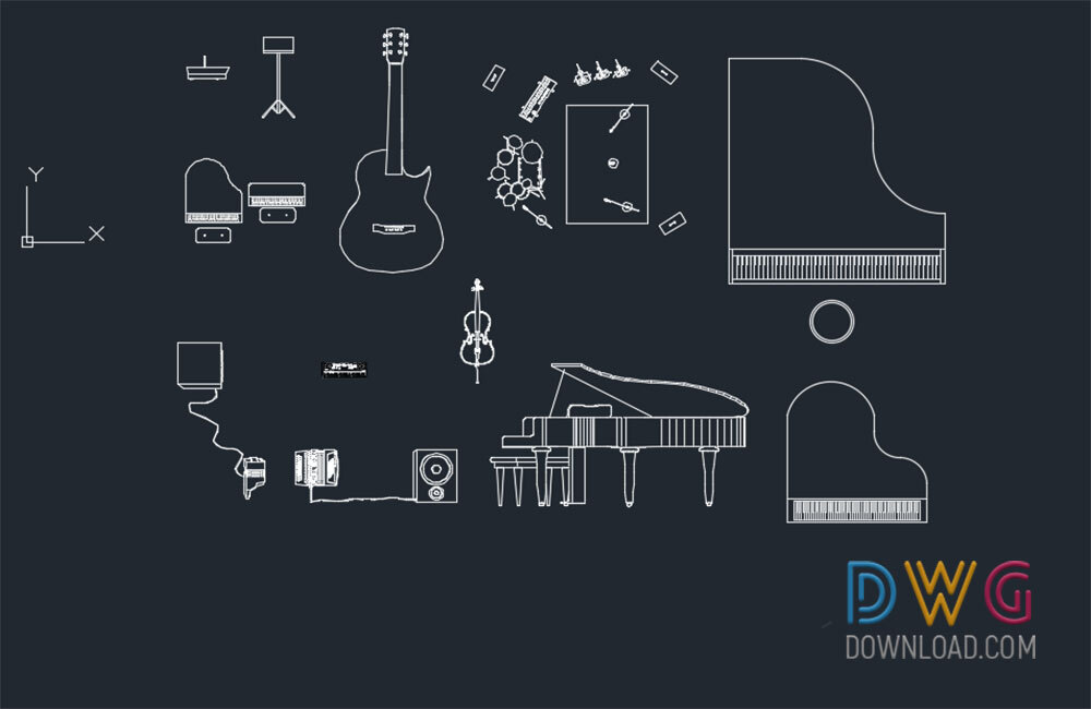 Music Equipment Cad Blocks FN0251