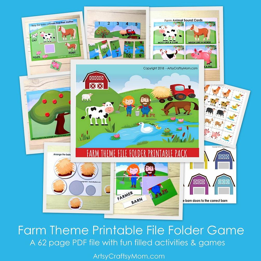 Farm Theme Printable File Folder Game