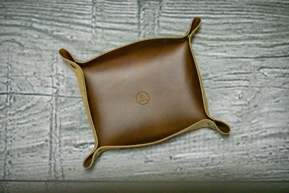 Handmade Leather Valet Tray with snaps