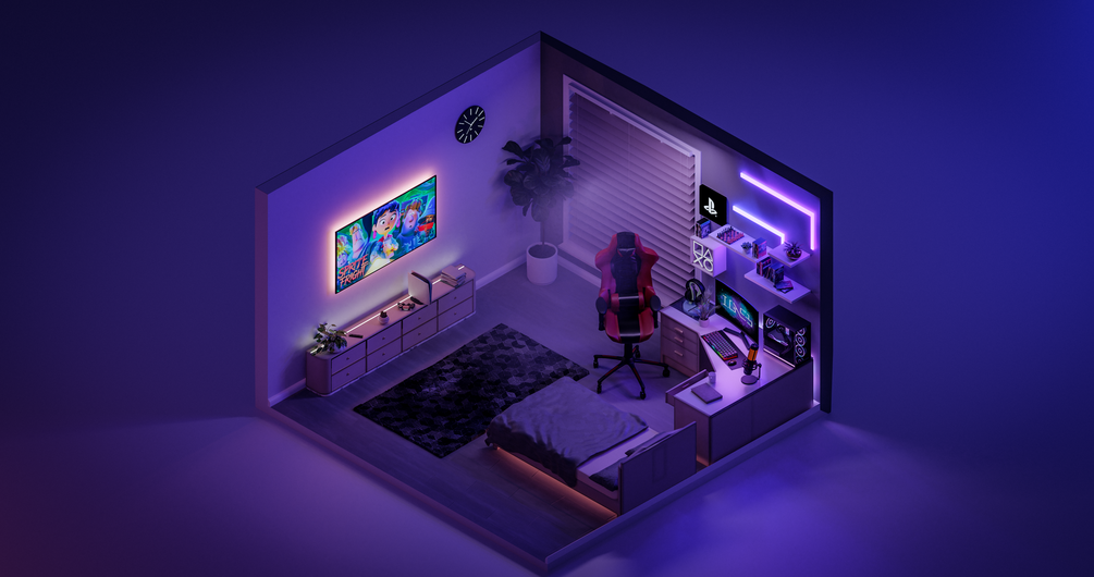 Gaming bedroom in blender