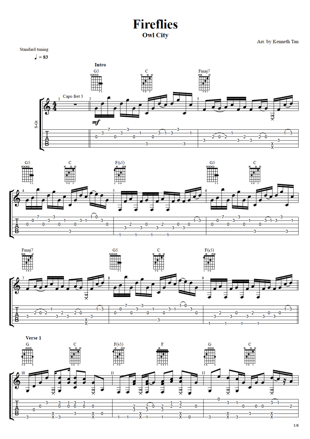 Fireflies Fingerstyle Guitar