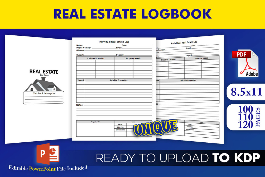 Real Estate Logbook KDP Interior Template Ready to Upload