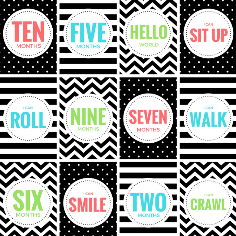 Baby Milestone Cards black and white design