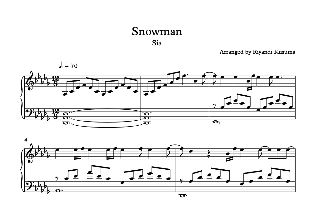 Sia Snowman (Sheet Music)