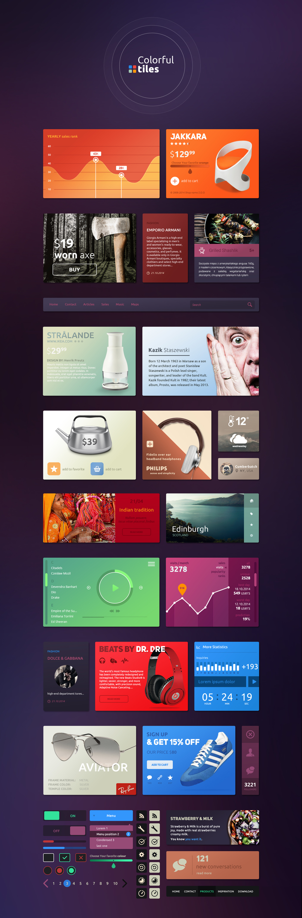 Colorful tiles UI Kit