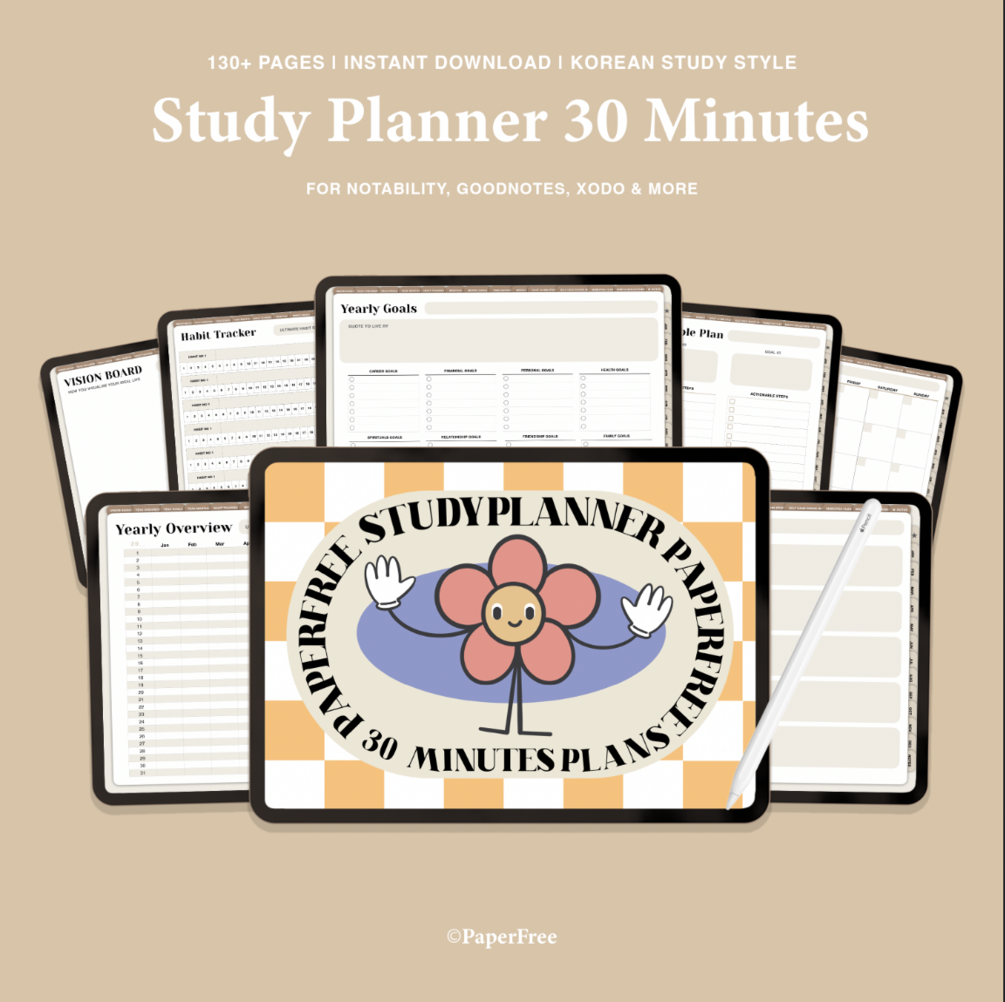 Digital Korean 30 Minutes Study Planner For GoodNotes / Notability