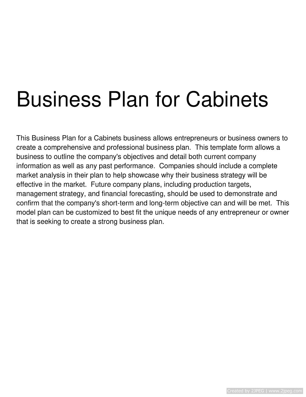 cabinet making business plan pdf