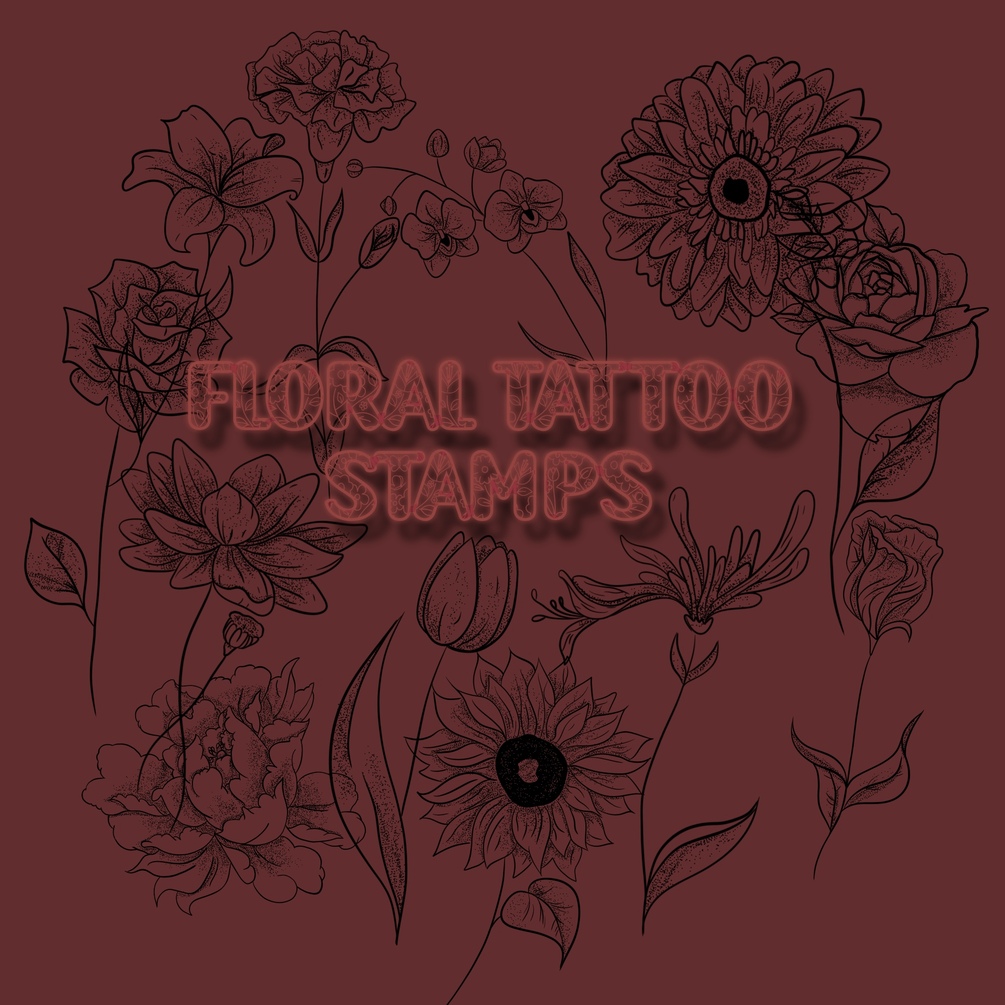 Floral tattoo Procreate brushset