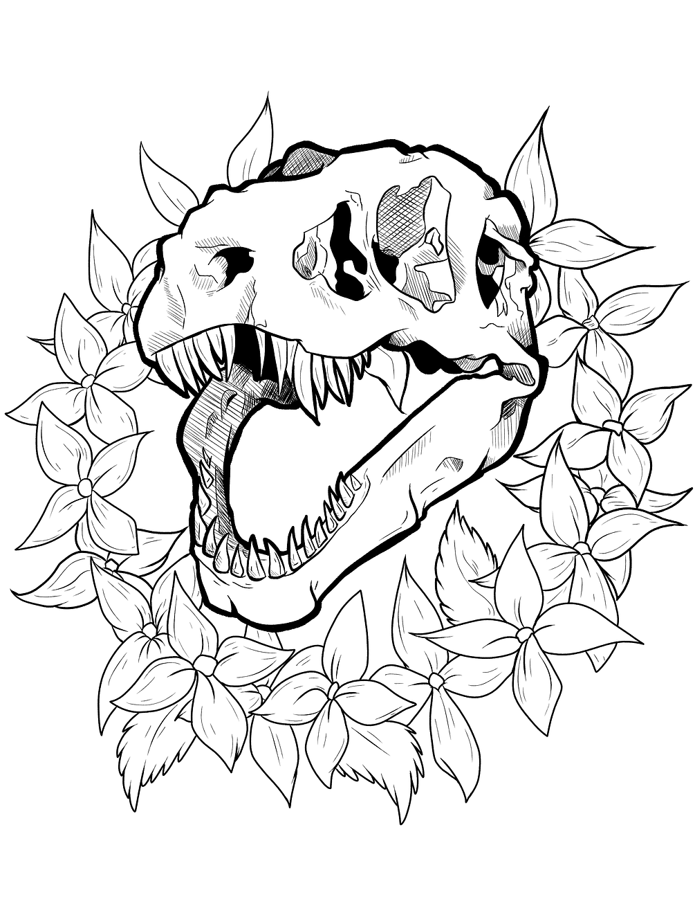 T Rex Skeleton Coloring Pages