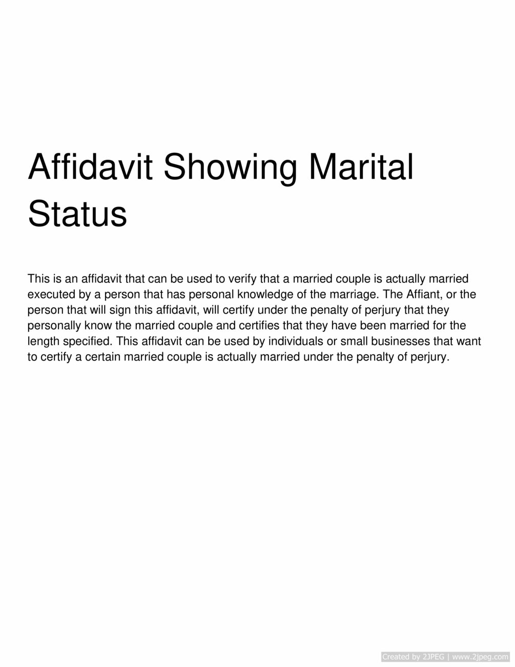 Affidavit Showing Marital Status