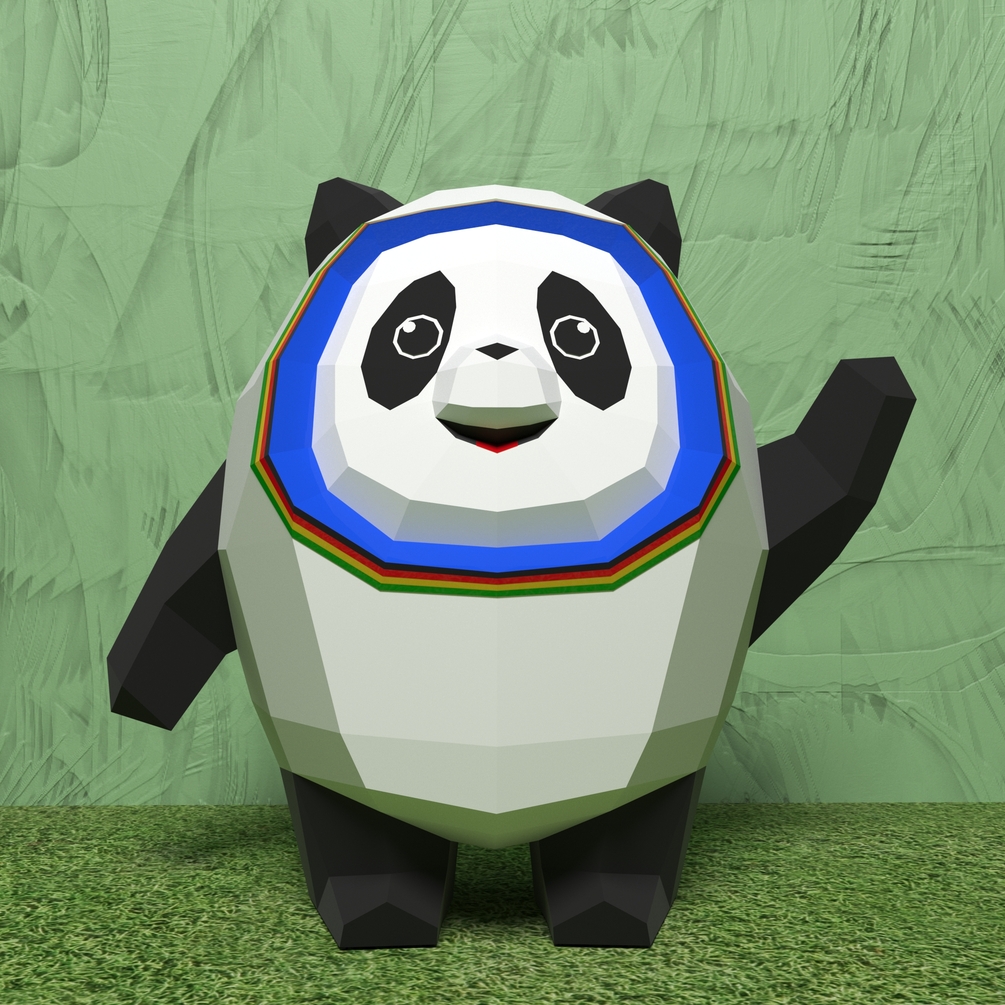 Bing Dwen Dwen Low poly Papercraft DIY Template Pattern Beijing 2022 Mascot