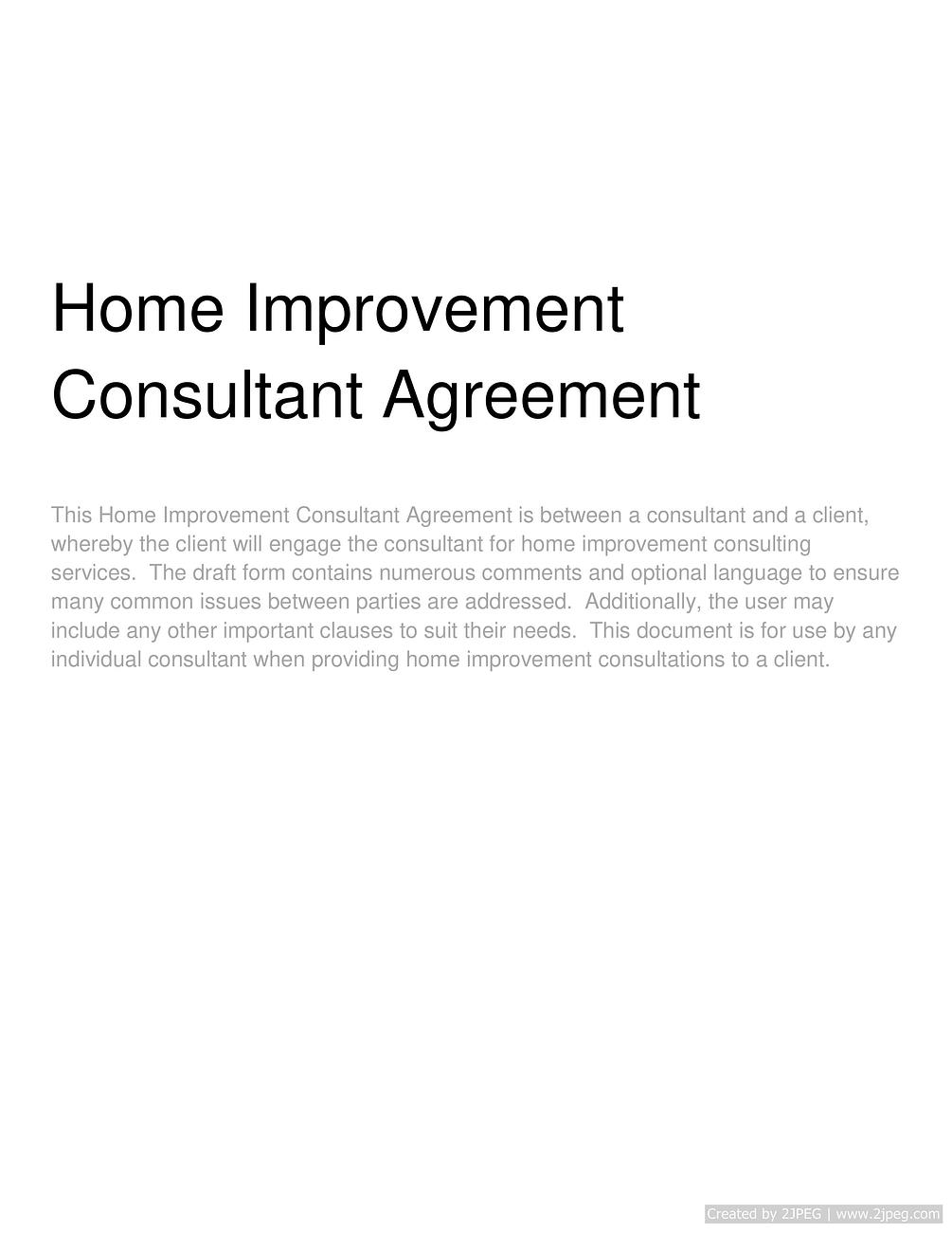 Home Improvement Consultant Agreement