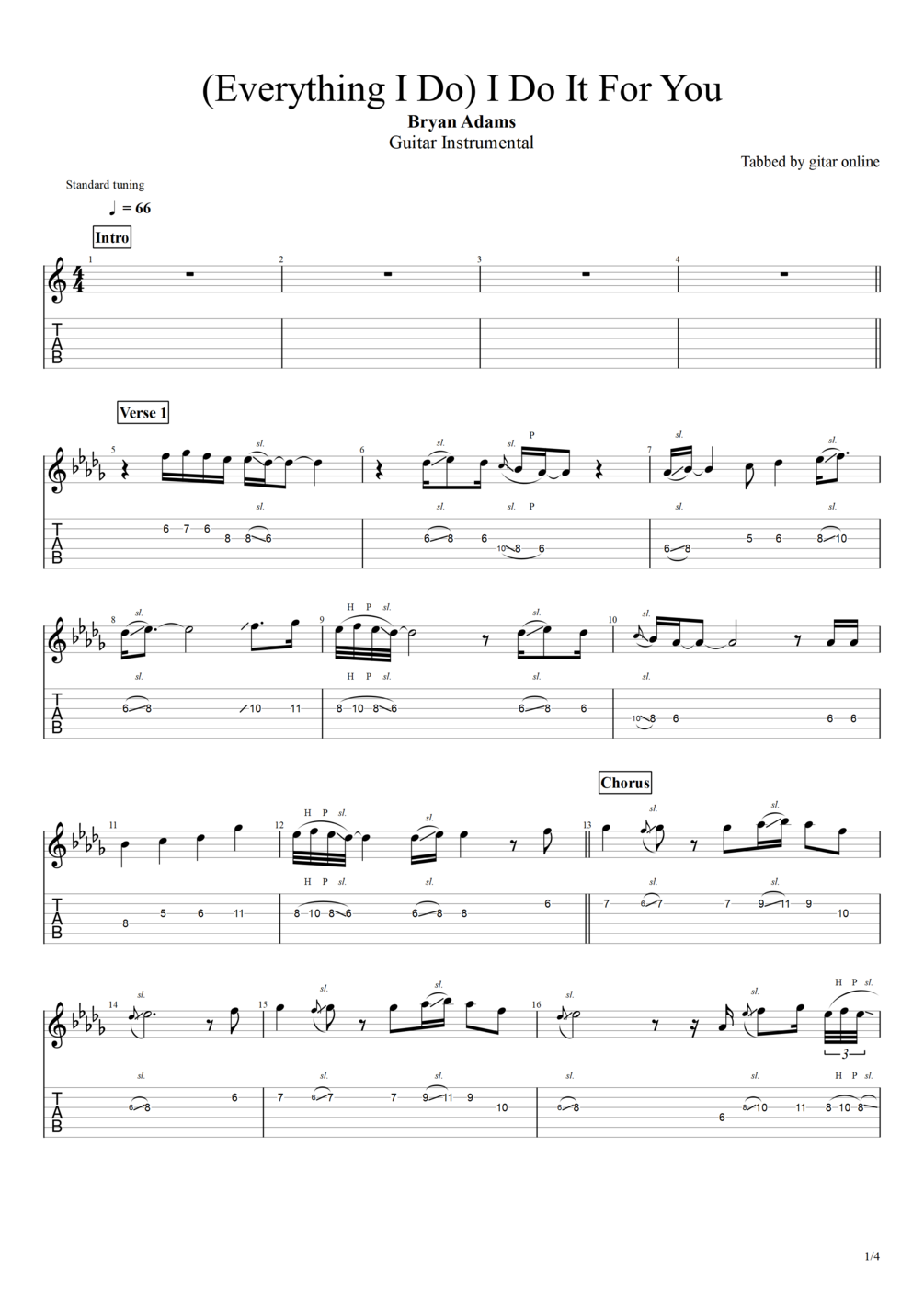 Tab everything i do bryan adams guitar instrumental 