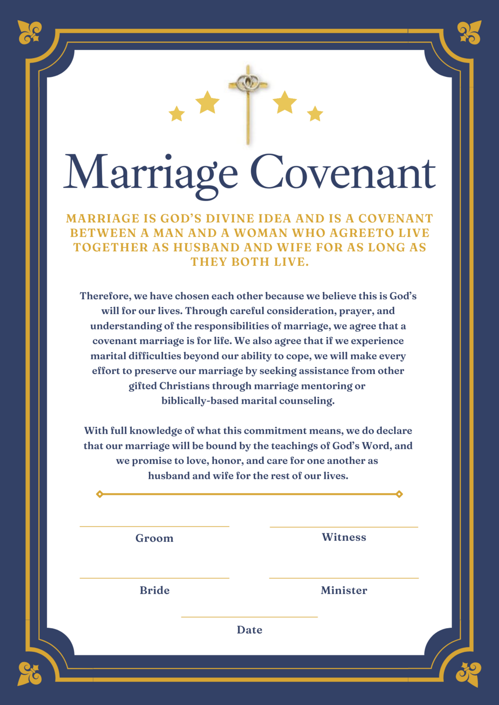 Printable Marriage Covenant