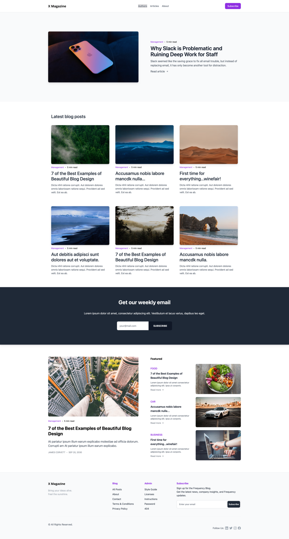 Blog template with Tailwind CSS