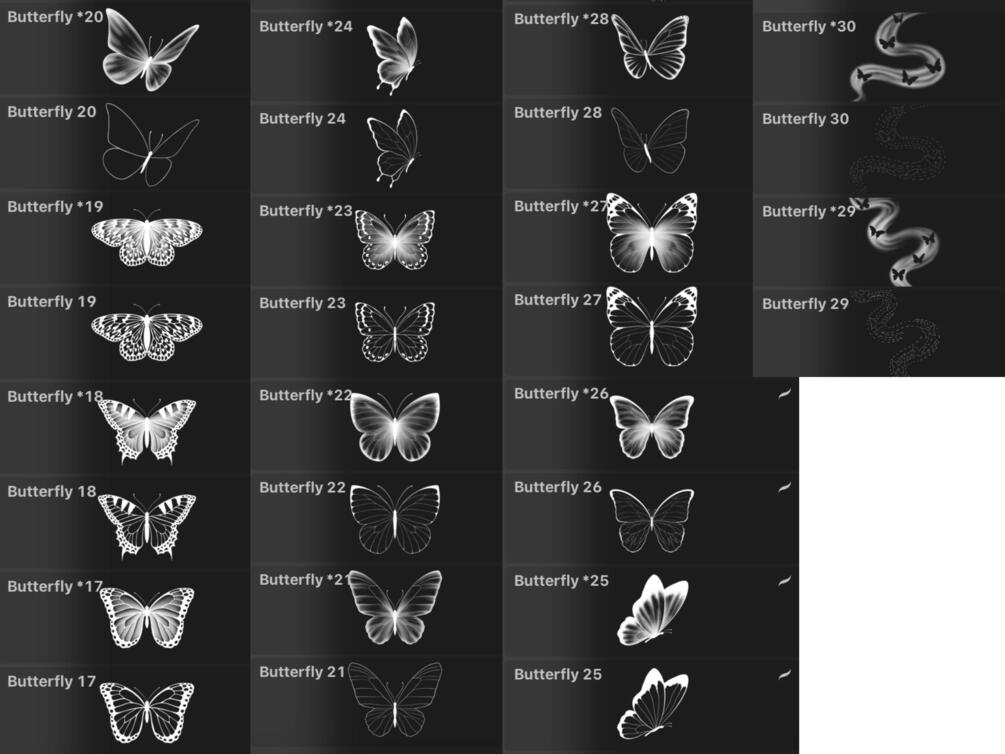 Procreate butterfly stamp brush