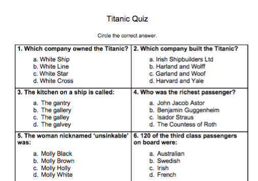 Titanic Quiz