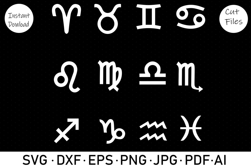 Zodiac Glyphs SVG Bundle