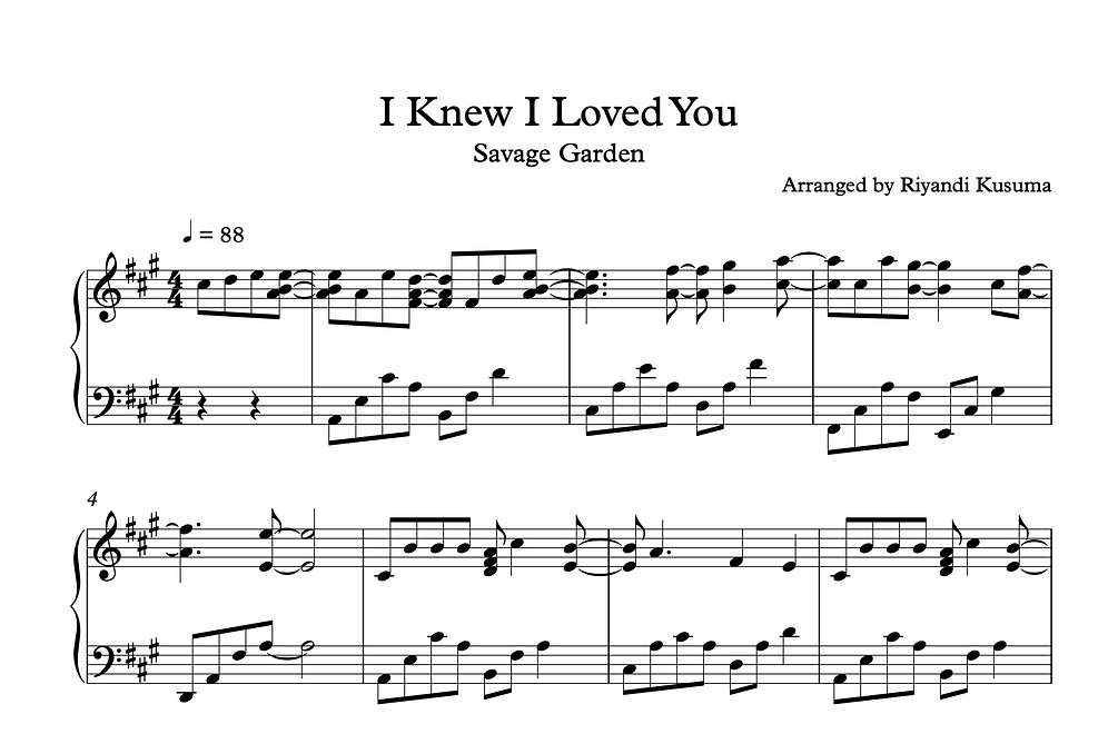 I Knew I Loved You Savage Garden (Sheet Music)