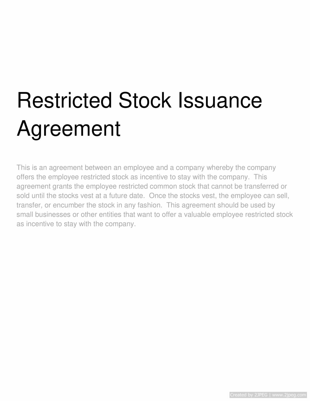 Restricted Stock Issuance Agreement