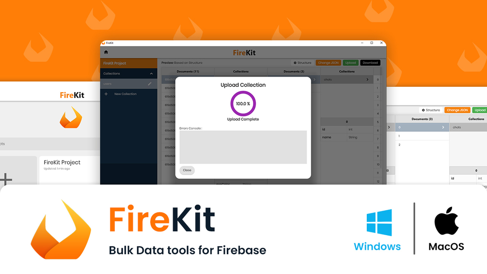 Firekit bulk data tools for firebase free version 