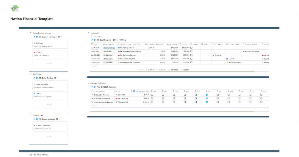 Notion Financial Template