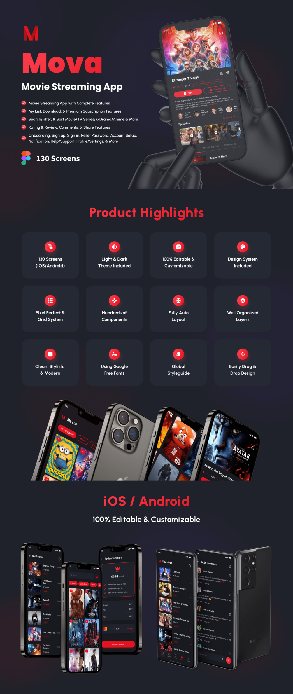 Mova Movie Streaming App UI Kit