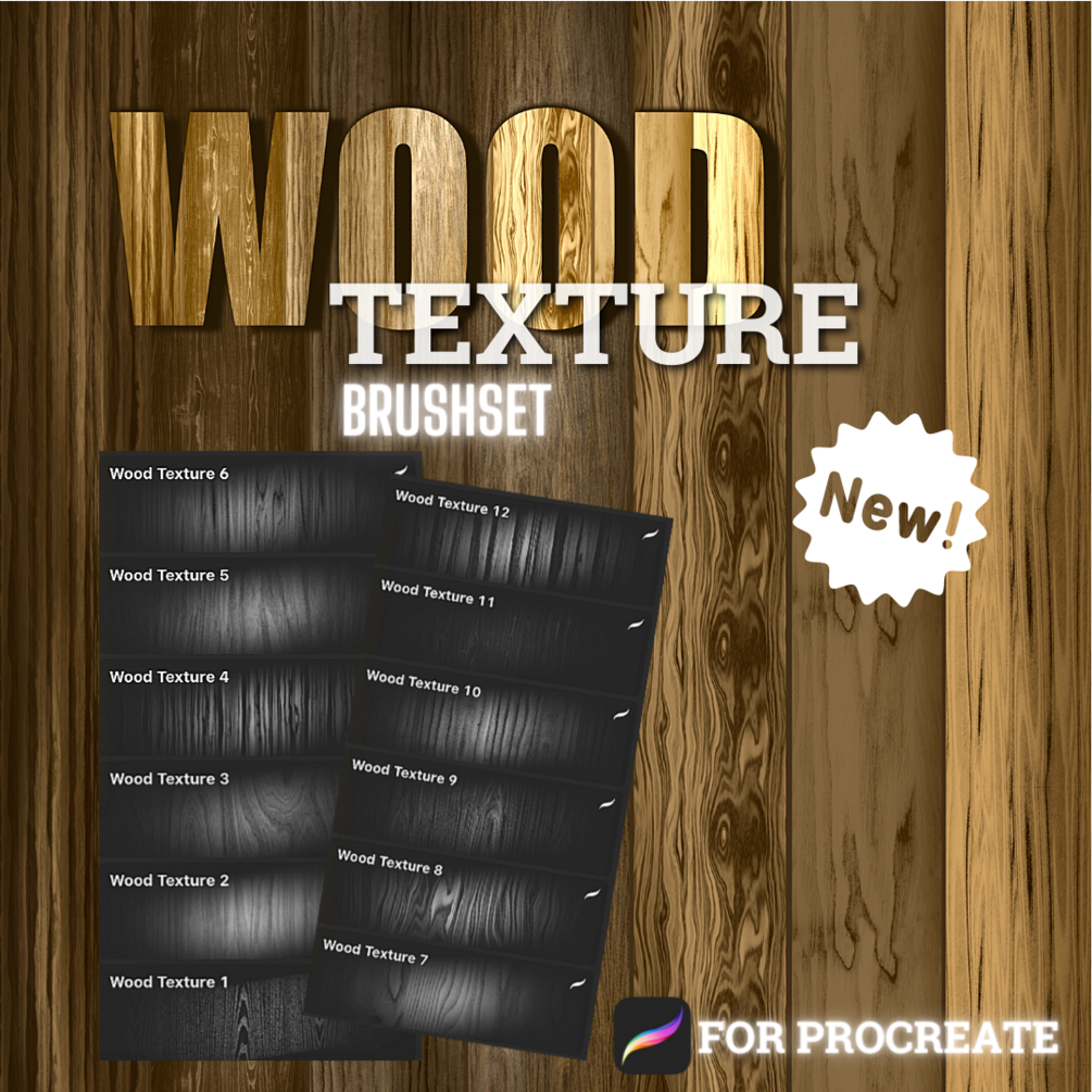 12 Procreate Wood Texture, Wood brushset for Procreate, Wooden Floor, Procreate Brushes for